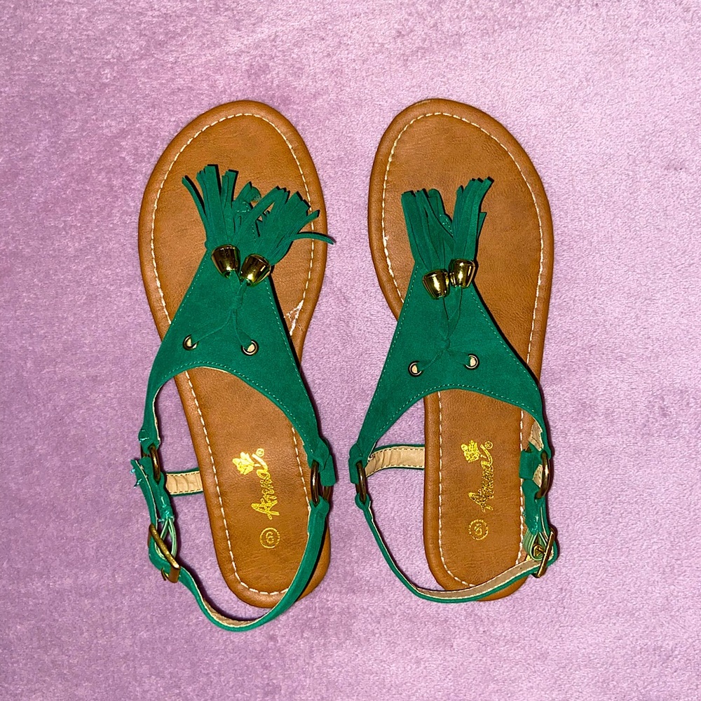 Women’s Anna Green Velvet Sandals Size 9